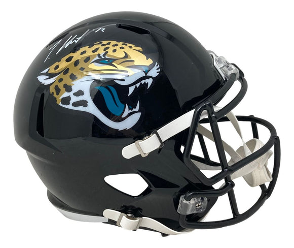 Travis Hunter Signed Jacksonville Jaguars Full Size Speed Replica Helmet BAS