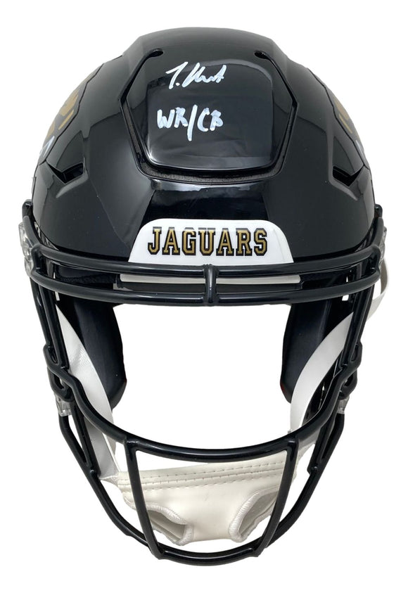 Travis Hunter Signed Jaguars Full Size Authentic SpeedFlex Helmet WR/CB Insc BAS