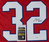 TreVeyon Henderson New England Signed Red Football Jersey JSA