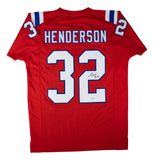 TreVeyon Henderson New England Signed Red Football Jersey JSA