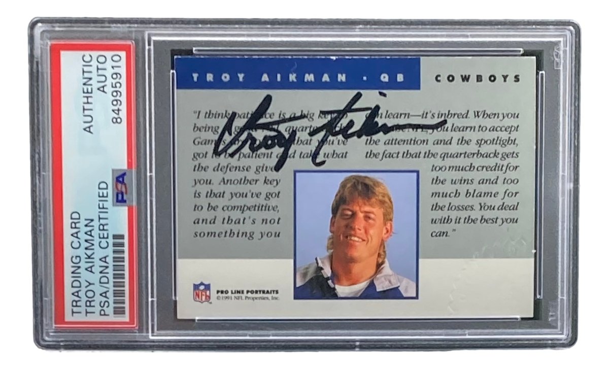 Troy Aikman Signed Dallas Cowboys 1991 Pro Line Portraits Trading