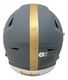 Troy Polamalu Signed Steelers FS Authentic Slate Speed Flex Helmet HOF 20 BAS