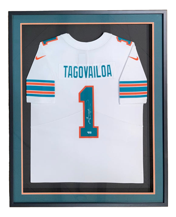 Tua Tagovailoa Signed Framed Miami Dolphins White Nike Limited Jersey Fanatics Sports Integrity