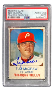 Tug McGraw Signed Philadelphia Phillies 1975 Hostess #149 Trading Card PSA/DNA 84996005 Sports Integrity