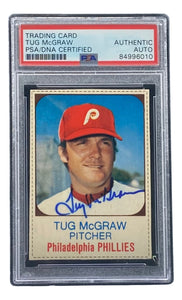 Tug McGraw Signed Phillies 1975 Hostess #149 Trading Card PSA/DNA 84996010 Sports Integrity