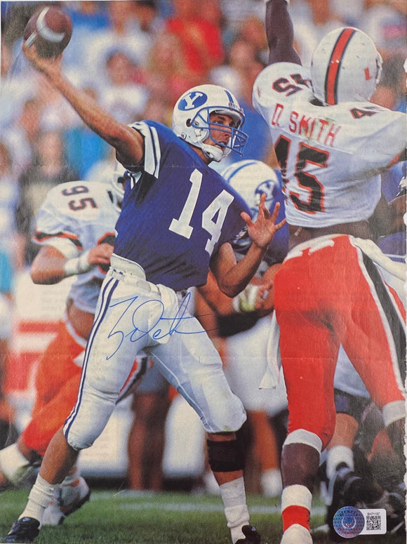 Ty Detmer Signed BYU Cougars Magazine Page BAS BH71197