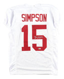 Ty SImpson Alabama Signed White Football Jersey BAS