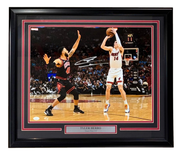 Tyler Herro Signed Framed 16x20 Miami Heat Photo JSA