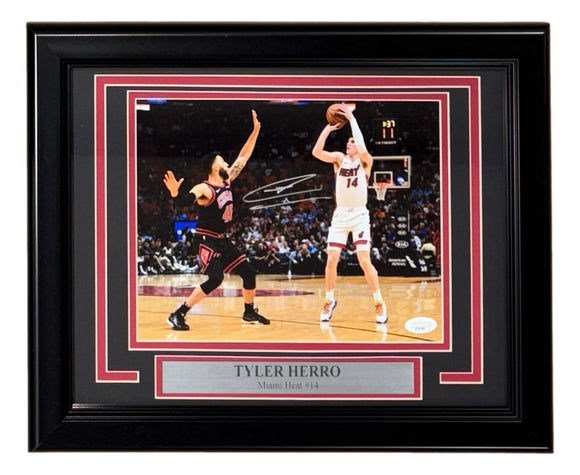 Tyler Herro Signed Framed 8x10 Miami Heat Basketball Photo JSA