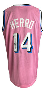 Miami Tyler Herro Signed Pink Pro Style Basketball Jersey JSA