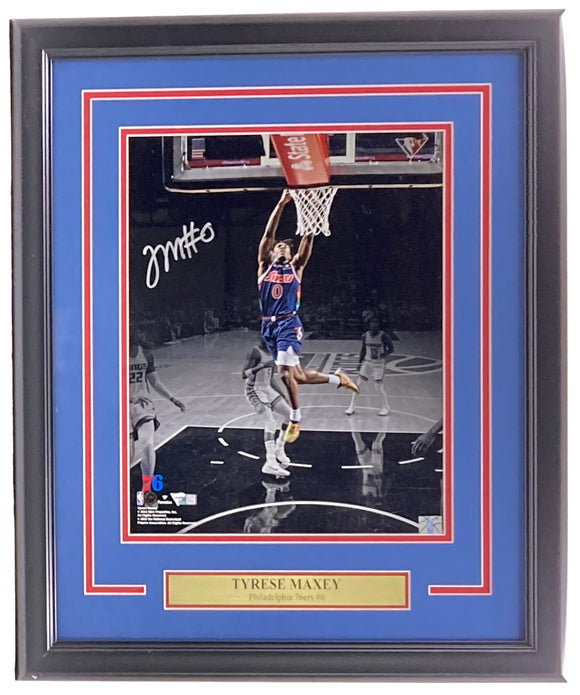 Tyrese Maxey Signed Framed 11x14 Philadelphia 76ers Spotlight Photo Fanatics