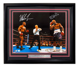 Mike Tyson Evander Holyfield Signed Framed 16x20 Bite Fight Photo JSA+BAS