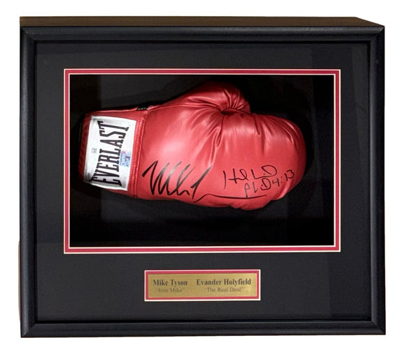 Mike Tyson Evander Holyfield Signed Framed Red Everlast Right Hand Glove JSA