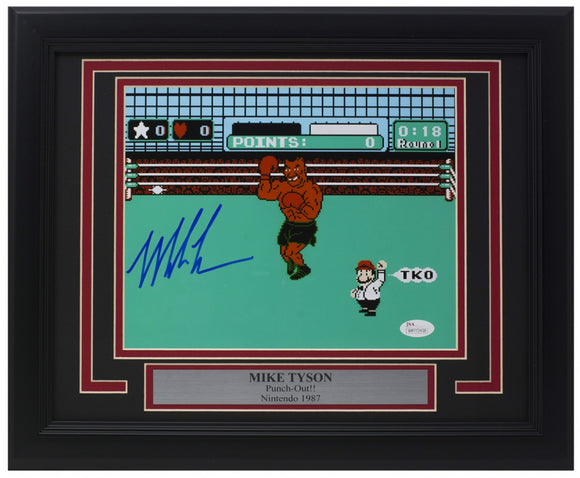 Mike Tyson Signed Framed 8x10 Punch Out Photo JSA ITP