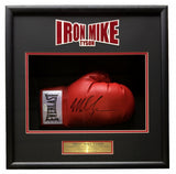 The Sports Integrity Mike Tyson Signed Red Right Hand Everlast Boxing Glove Shadowbox (JSA ITP) showcases Tyson’s autograph and highlights his heavyweight champion legacy.