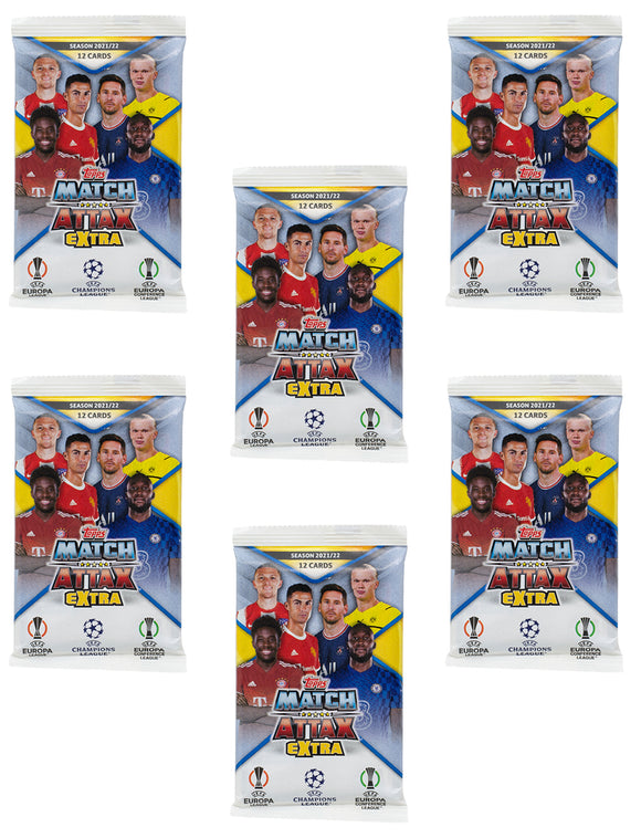 Lot Of 6 UEFA Match Attax Extra 2021-2022 Soccer Trading Card Retail Packs Sports Integrity