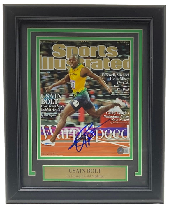 Usain Bolt Signed Framed 8x10 Olympic Track Legend Photo BAS BH033140 Sports Integrity