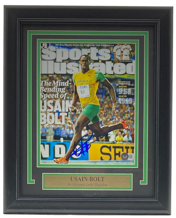 Usain Bolt Signed Framed 8x10 Olympic Track Legend Photo BAS BH033141 Sports Integrity
