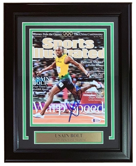 Usain Bolt Signed Framed 8x10 Olympic Track Legend Photo BAS AA15568