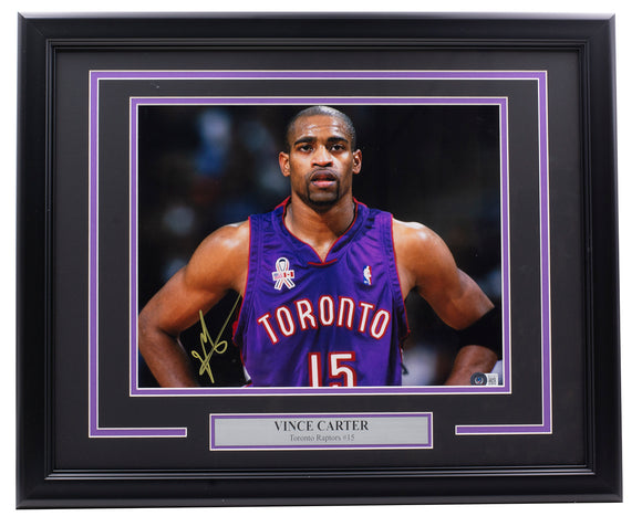 Vince Carter Signed Framed 11x14 Toronto Raptors Basketball Photo BAS 573 Sports Integrity