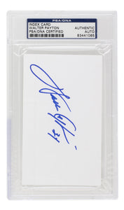 Walter Payton Signed In Blue Slabbed Chicago Bears Index Card PSA/DNA Sports Integrity