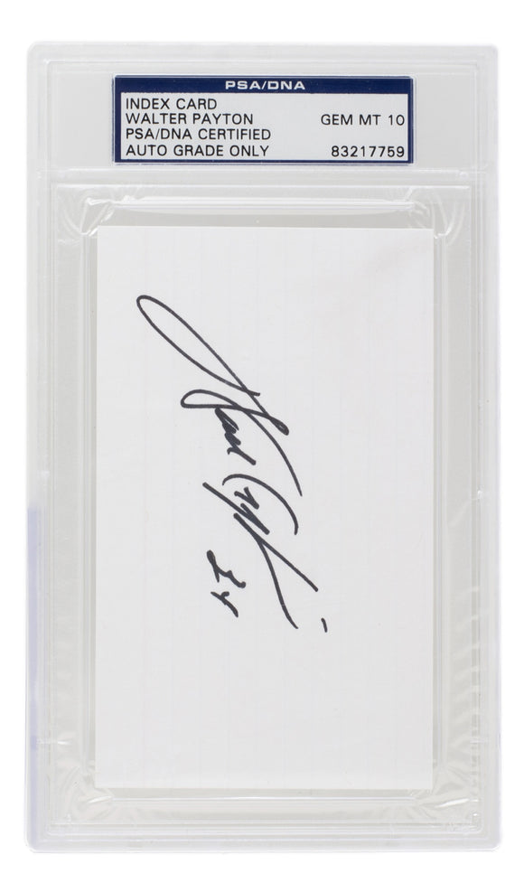 Walter Payton Signed Slabbed Chicago Bears Index Card PSA/DNA Gem Mint 10 Sports Integrity