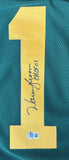 Warren Moon Edmonton Signed Green Football Jersey CHOF 01 Inscribed BAS