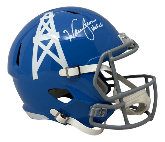 Warren Moon Signed Houston Oilers Full Size Blue Speed Replica Helmet HOF 06 BAS