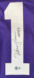 Warren Moon Washington Signed Purple Football Jersey HOF 06 Inscribed BAS