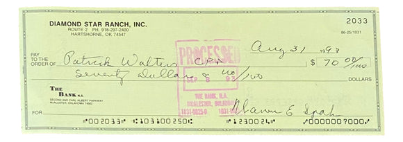 Warren Spahn Milwaukee Braves Signed Personal Bank Check #2033 BAS Sports Integrity