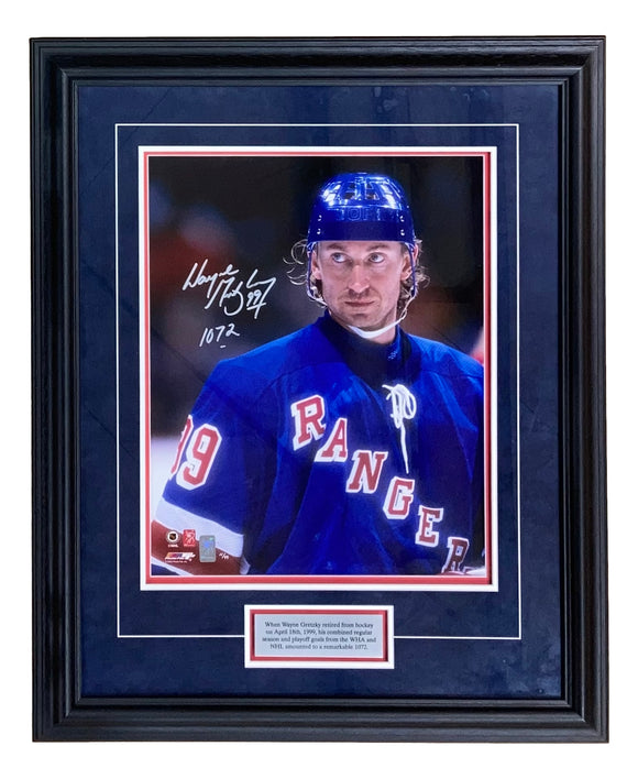 Wayne Gretzky Signed Framed 16x20 New York Rangers Photo 1072 Inscribed WGA