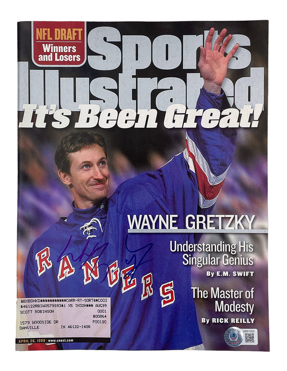 Wayne Gretzky New York Rangers Signed Sports Illustrated Magazine BAS LOA