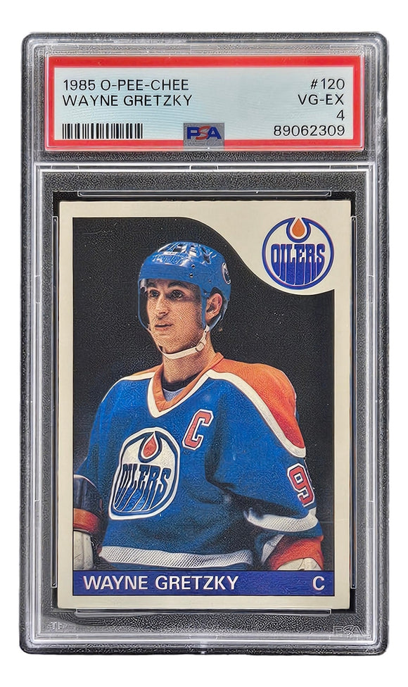 Wayne Gretzky 1985 O-Pee-Chee #120 Edmonton Oilers Trading Card PSA VG-EX 4