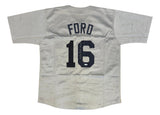 Whitey Ford New York Signed Gray Baseball Jersey HOF 74 Inscribed Tristar