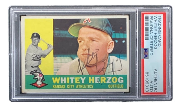 Whitey Herzog Signed 1960 Topps #92 Kasas City Athletics Trading Card PSA/DNA