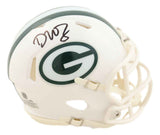 Dontayvion Wicks Signed Green Bay Packers White Mini Speed Helmet JSA QR Holo