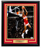 Dominique Wilkins Signed Framed 16x20 Atlanta Hawks Spotlight Reverse Dunk PSA