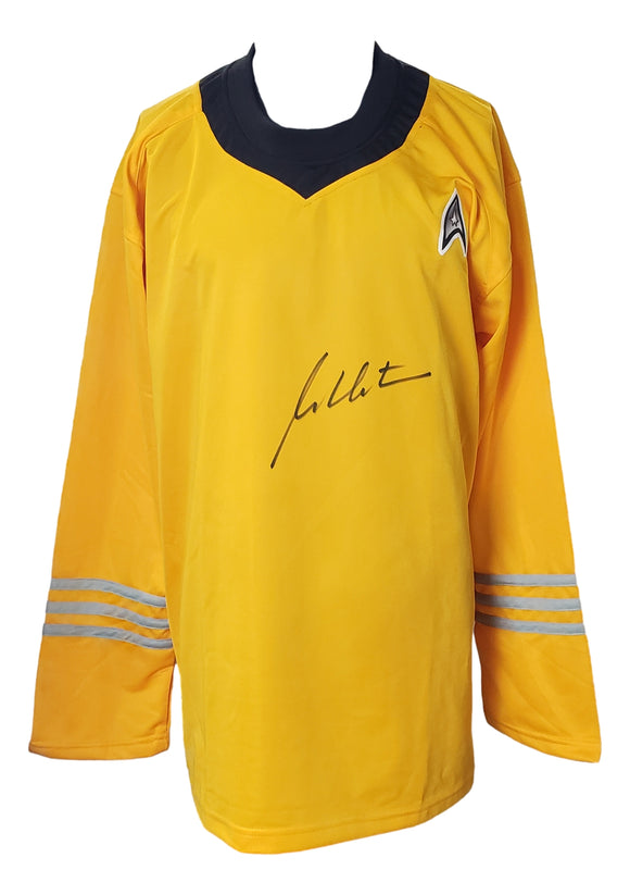 William Shatner Signed Captain Kirk Custom Yellow Star Trek Shirt JSA ITP Holo Sports Integrity
