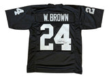Willie Brown Oakland Signed Black Football Jersey HOF 84 BAS