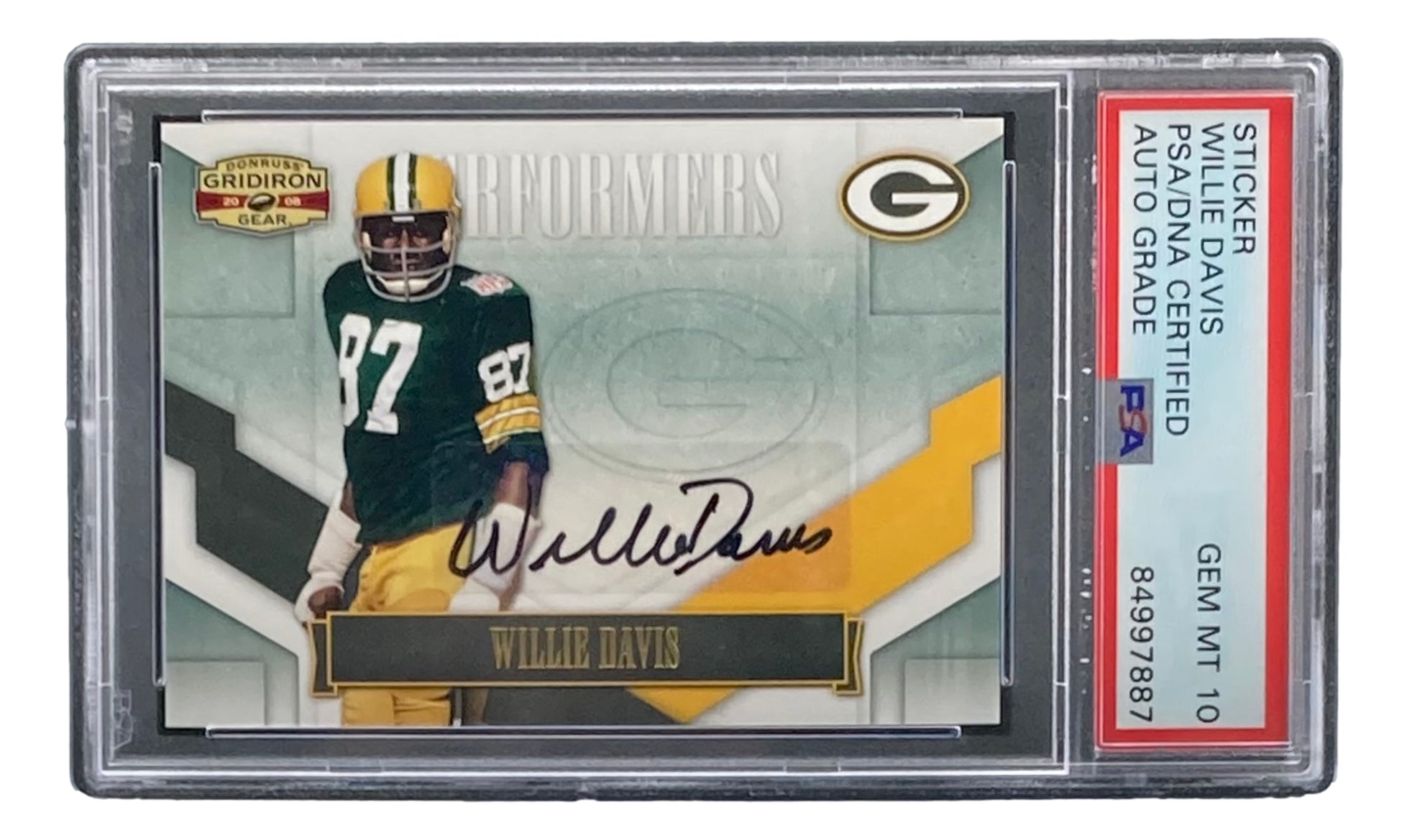 Willie Davis Signed Packers 2008 Donruss #P-47 Trading Card PSA