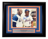 Willie Mays Signed Framed 8x10 New York Mets w/ Hank Aaron Photo JSA QR