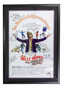 Willy Wonka (5) Cast Signed Framed 24x36 Movie Poster Ostrum & More Inscr BAS