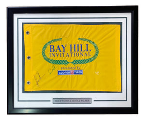 Arnold Palmer Tiger Woods Signed Framed Bay Hill Invitational Golf Flag BAS LOA
