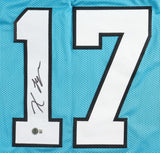 The Sports Integrity Xavier Legette Carolina Signed Blue Football Jersey BAS features number 17 in large white print outlined in black, with Legette's signature and a BAS certification sticker on the left of the number 1.