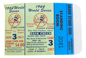 New York Yankees 1964 World Series Game 3 Standing Room Ticket Stub #2081