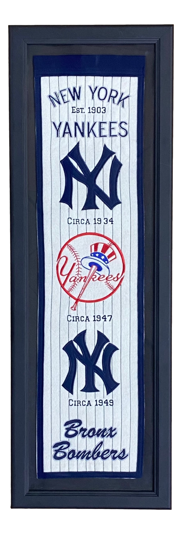 New York Yankees Framed 12x38 Wool Blend Heritage Banner Sports Integrity