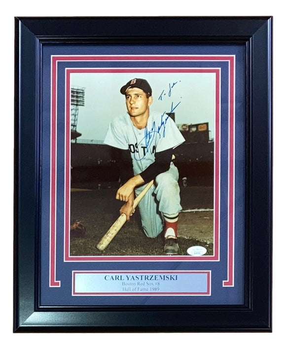 Carl Yastrzemski Signed Framed 8x10 Boston Red Sox Photo JSA AL44252 Sports Integrity