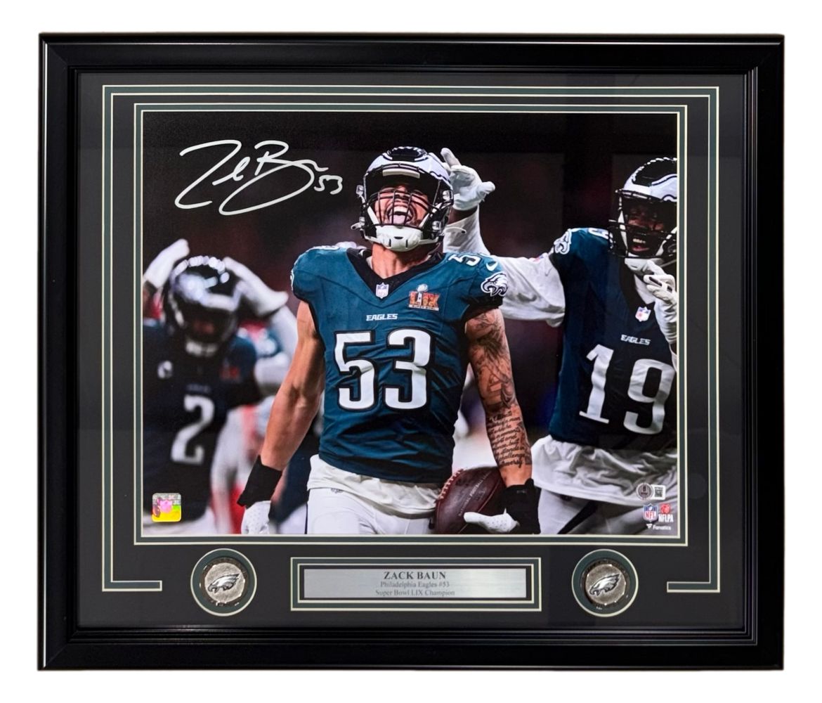 Zack Baun Signed Framed 16x20 Philadelphia Eagles Super Bowl 59