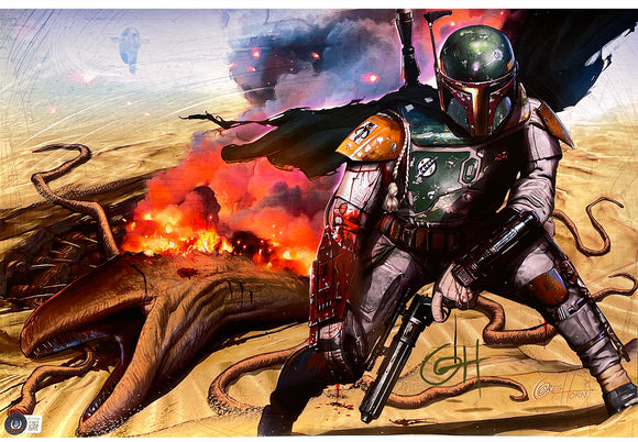 Greg Horn Signed 13x19 Star Wars Boba Fett Limited Edition Lithograph BAS